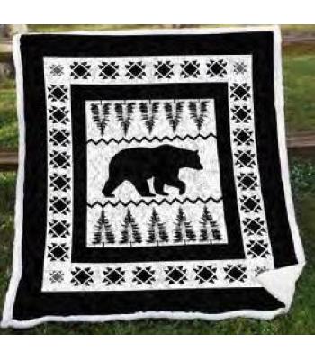 Flannel Fleece Sherpa Bear Pines Throw