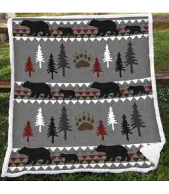 Flannel Fleece Sherpa Bear Valley Throw