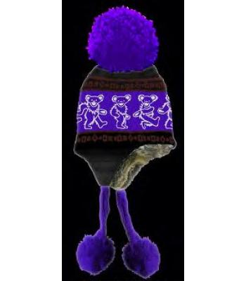 Dancing Bears Purple Flap Hat 