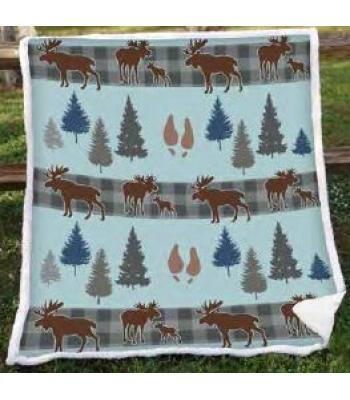 Flannel Fleece Sherpa Moose Valley Throw