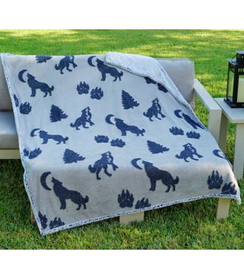 MIDNIGHT WOLF MELANGE BLANKET