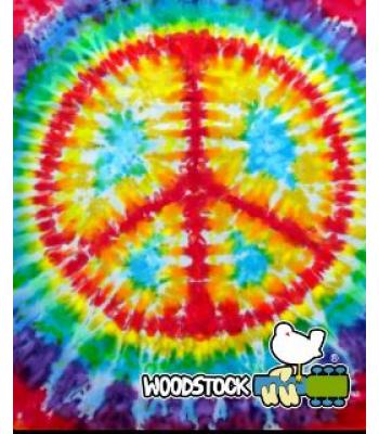 Woodstock Peaces Sign Tie Dye Throw 