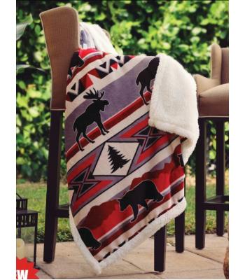Flannel Fleece Sherpa Tribal Trails Throw
