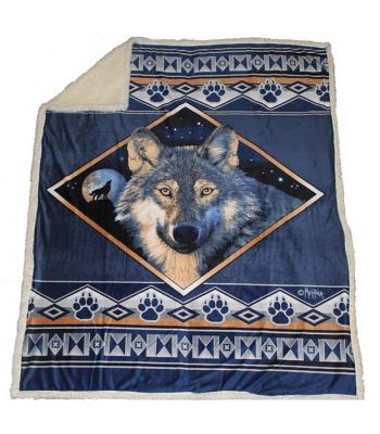 Micro Mink Sherpa Wolf Ridge Throw